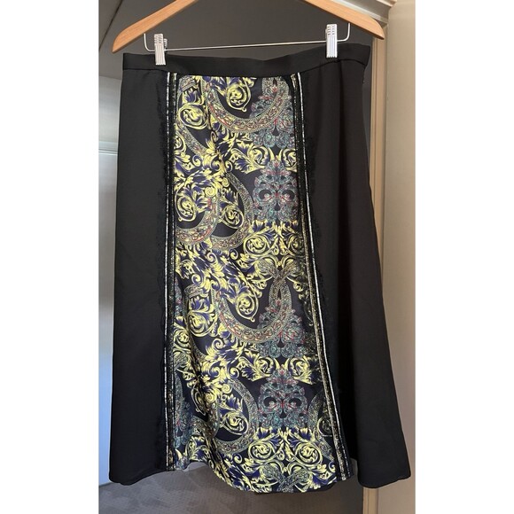 Susanna By Teramina Slimming Black Gold Skirt Suit Size 14 Long Sleeve Elegant - Picture 3 of 16